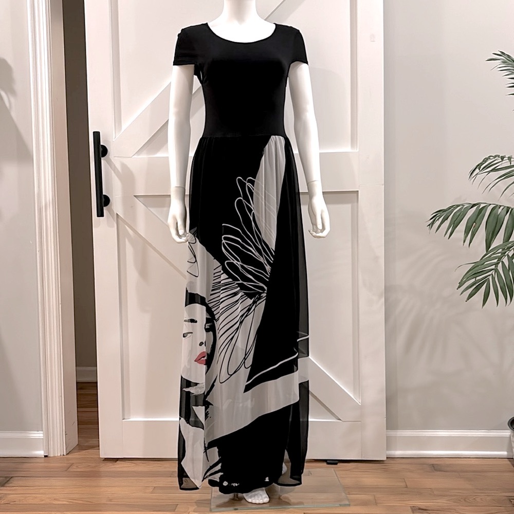 FINAL PRICE! Ultra Rare Kensie Short Sleeve Fully Lined Chiffon Maxi Dress
